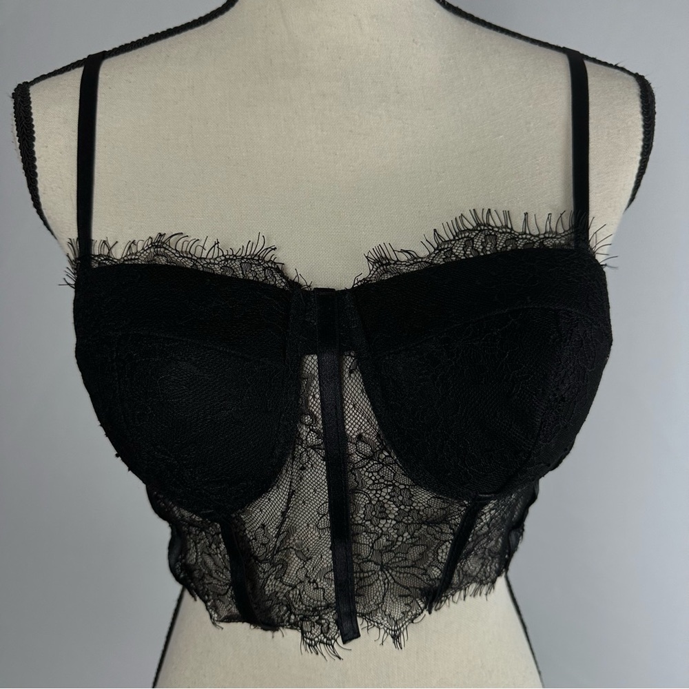 STORY ON sheer lace black padded bustier - size small